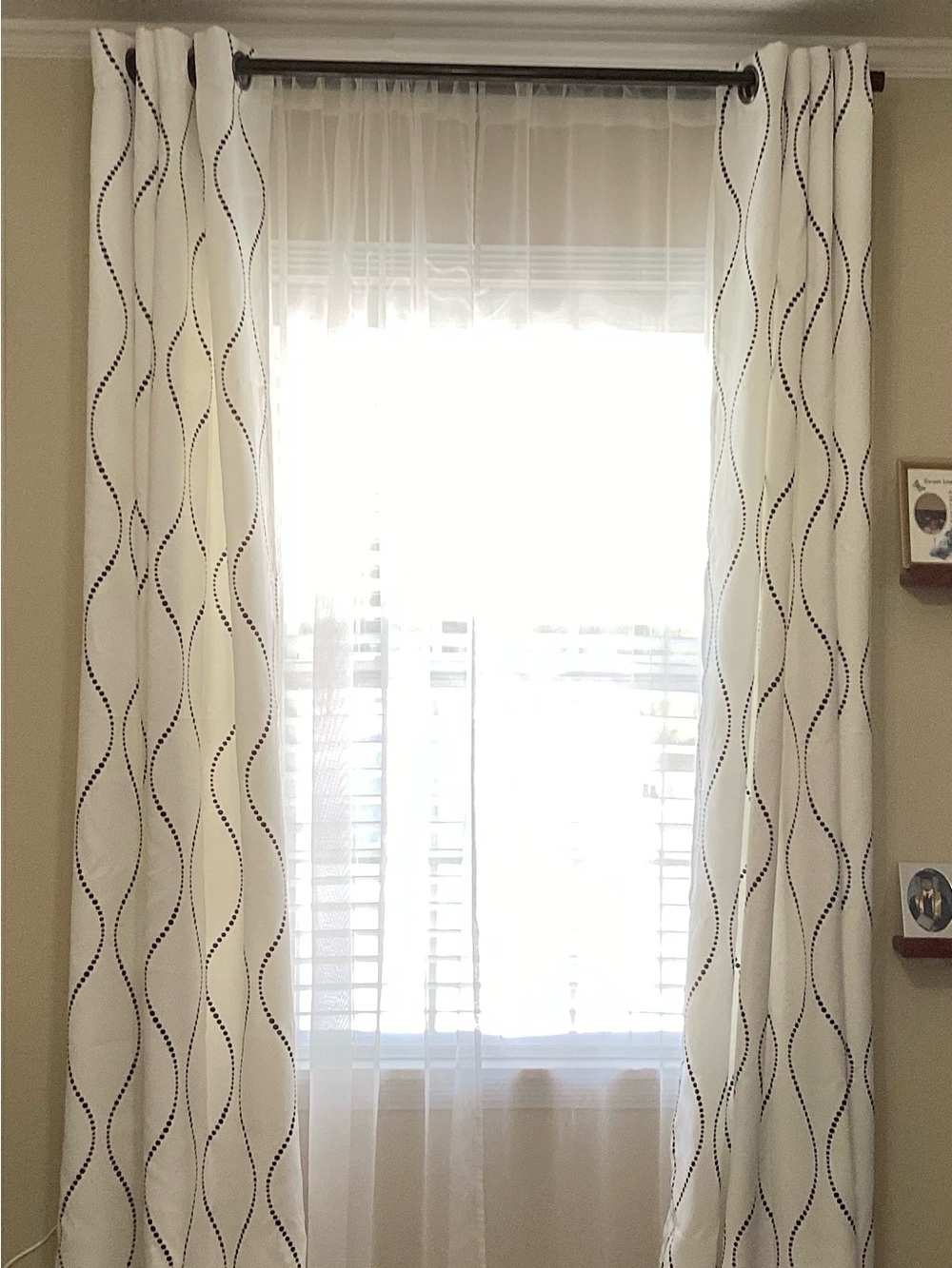 Wave-Dot Pattern Window Curtains in White - Modern Neutral Drapes